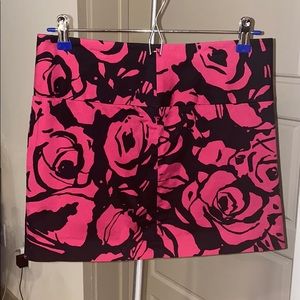 Hot pink and black floral skirt